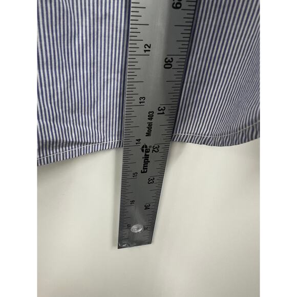 John Varvatos Shirt Slim Fit Stripe Button‎ Front Blue White Size 16 1/2 37 37 - Picture 9 of 10